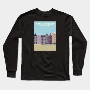 Amsterdam, the Netherlands Travel Poster Long Sleeve T-Shirt